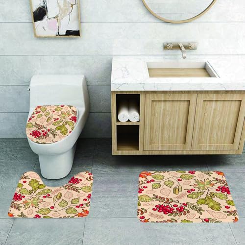 QRFASFZO 3 Stück Badematten und WC Vorleger Microfaser Weiches Badteppich badvorleger rutschfest Waschbar Badezimmerteppich Set,Eberesche, gemischtes Herbstmotivmuster mit Ahorn-Birken QRFASFZO 3 Stück Badematten und WC Vorleger Microfaser Weiches Badteppich badvorleger rutschfest Waschbar Badezimmerteppich Set,Eberesche, gemischtes Herbstmotivmuster mit Ahorn-Birken von QRFASFZO