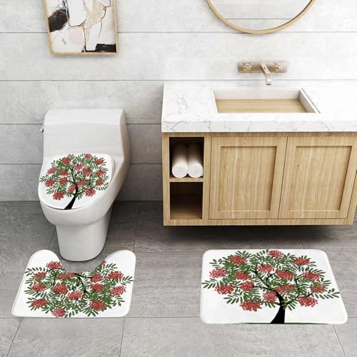 QRFASFZO 3 Stück Badematten und WC Vorleger Microfaser Weiches Badteppich badvorleger rutschfest Waschbar Badezimmerteppich Set,Ebereschenbaumkunst, EIN stilisierter Baum mit dichten grünen Blättern QRFASFZO 3 Stück Badematten und WC Vorleger Microfaser Weiches Badteppich badvorleger rutschfest Waschbar Badezimmerteppich Set,Ebereschenbaumkunst, EIN stilisierter Baum mit dichten grünen Blättern von QRFASFZO