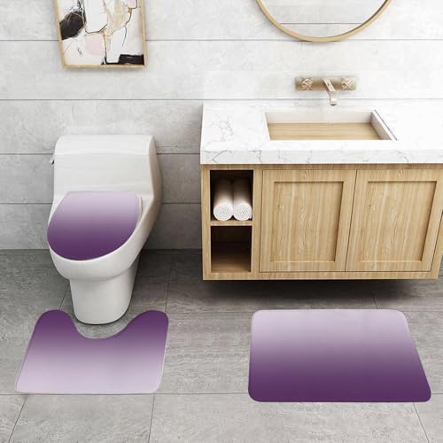 QRFASFZO 3 Stück Badematten und WC Vorleger Microfaser Weiches Badteppich badvorleger rutschfest Waschbar Badezimmerteppich Set,Elegantes, trendiges, verschwommenes Muster – helles Malvenweiß. Brand QRFASFZO 3 Stück Badematten und WC Vorleger Microfaser Weiches Badteppich badvorleger rutschfest Waschbar Badezimmerteppich Set,Elegantes, trendiges, verschwommenes Muster – helles Malvenweiß. Brand von QRFASFZO