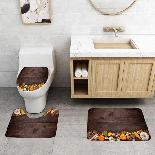 QRFASFZO 3 Stück Badematten und WC Vorleger Microfaser Weiches Badteppich badvorleger rutschfest Waschbar Badezimmerteppich Set,Ernte- oder Thanksgiving-Hintergrund mit herbstlichen Früchten und Kür QRFASFZO 3 Stück Badematten und WC Vorleger Microfaser Weiches Badteppich badvorleger rutschfest Waschbar Badezimmerteppich Set,Ernte- oder Thanksgiving-Hintergrund mit herbstlichen Früchten und Kür von QRFASFZO