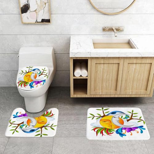 QRFASFZO 3 Stück Badematten und WC Vorleger Microfaser Weiches Badteppich badvorleger rutschfest Waschbar Badezimmerteppich Set,Fantasie, Sonne und Mond sind mit magischen Elementen, dekorativen Zwe QRFASFZO 3 Stück Badematten und WC Vorleger Microfaser Weiches Badteppich badvorleger rutschfest Waschbar Badezimmerteppich Set,Fantasie, Sonne und Mond sind mit magischen Elementen, dekorativen Zwe von QRFASFZO