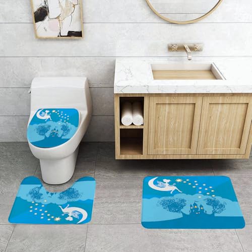 QRFASFZO 3 Stück Badematten und WC Vorleger Microfaser Weiches Badteppich badvorleger rutschfest Waschbar Badezimmerteppich Set,Fee auf dem Mond wirft einen Stern auf EIN geheimnisvolles Schloss, Ei QRFASFZO 3 Stück Badematten und WC Vorleger Microfaser Weiches Badteppich badvorleger rutschfest Waschbar Badezimmerteppich Set,Fee auf dem Mond wirft einen Stern auf EIN geheimnisvolles Schloss, Ei von QRFASFZO