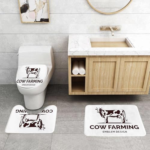 QRFASFZO 3 Stück Badematten und WC Vorleger Microfaser Weiches Badteppich badvorleger rutschfest Waschbar Badezimmerteppich Set,Figur Einer Kuh mit Hörnern, die auf dem Boden Steht - Illustration de QRFASFZO 3 Stück Badematten und WC Vorleger Microfaser Weiches Badteppich badvorleger rutschfest Waschbar Badezimmerteppich Set,Figur Einer Kuh mit Hörnern, die auf dem Boden Steht - Illustration de von QRFASFZO