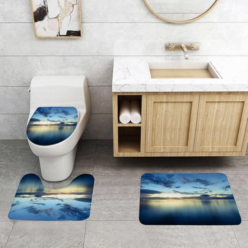 QRFASFZO 3 Stück Badematten und WC Vorleger Microfaser Weiches Badteppich badvorleger rutschfest Waschbar Badezimmerteppich Set,Fotografie von Meer und Sonne, Wolken bei Sonnenuntergang – voller Him QRFASFZO 3 Stück Badematten und WC Vorleger Microfaser Weiches Badteppich badvorleger rutschfest Waschbar Badezimmerteppich Set,Fotografie von Meer und Sonne, Wolken bei Sonnenuntergang – voller Him von QRFASFZO