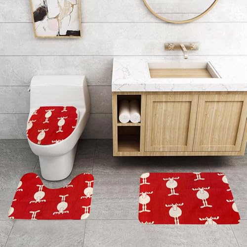 QRFASFZO 3 Stück Badematten und WC Vorleger Microfaser Weiches Badteppich badvorleger rutschfest Waschbar Badezimmerteppich Set,Frohe Weihnachten Muster nahtlos. Rentierkopf Hintergrund. Rote Weihna QRFASFZO 3 Stück Badematten und WC Vorleger Microfaser Weiches Badteppich badvorleger rutschfest Waschbar Badezimmerteppich Set,Frohe Weihnachten Muster nahtlos. Rentierkopf Hintergrund. Rote Weihna von QRFASFZO
