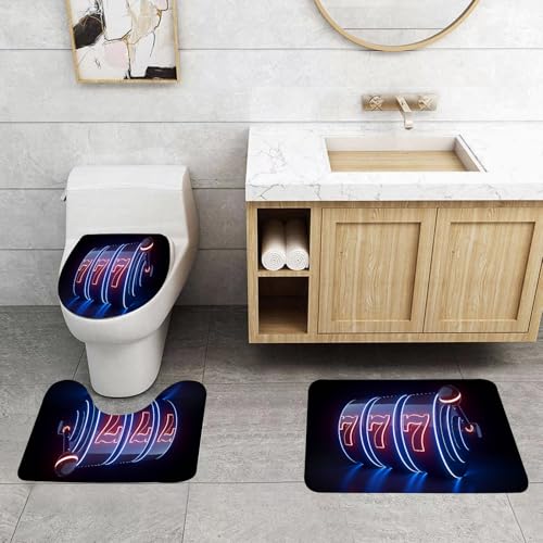 QRFASFZO 3 Stück Badematten und WC Vorleger Microfaser Weiches Badteppich badvorleger rutschfest Waschbar Badezimmerteppich Set,Futuristisches Spielautomatenkonzept mit roten und blauen Neonlichtern QRFASFZO 3 Stück Badematten und WC Vorleger Microfaser Weiches Badteppich badvorleger rutschfest Waschbar Badezimmerteppich Set,Futuristisches Spielautomatenkonzept mit roten und blauen Neonlichtern von QRFASFZO