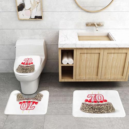 QRFASFZO 3 Stück Badematten und WC Vorleger Microfaser Weiches Badteppich badvorleger rutschfest Waschbar Badezimmerteppich Set,Geburtstagstorte mit brennender Kerze Zahl 70 QRFASFZO 3 Stück Badematten und WC Vorleger Microfaser Weiches Badteppich badvorleger rutschfest Waschbar Badezimmerteppich Set,Geburtstagstorte mit brennender Kerze Zahl 70 von QRFASFZO
