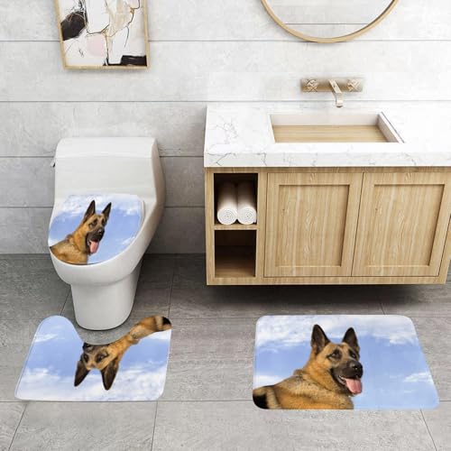 QRFASFZO 3 Stück Badematten und WC Vorleger Microfaser Weiches Badteppich badvorleger rutschfest Waschbar Badezimmerteppich Set,Gehorsam Deutscher Schäferhund Fell Himmel Majestätisch Großartig Tier QRFASFZO 3 Stück Badematten und WC Vorleger Microfaser Weiches Badteppich badvorleger rutschfest Waschbar Badezimmerteppich Set,Gehorsam Deutscher Schäferhund Fell Himmel Majestätisch Großartig Tier von QRFASFZO