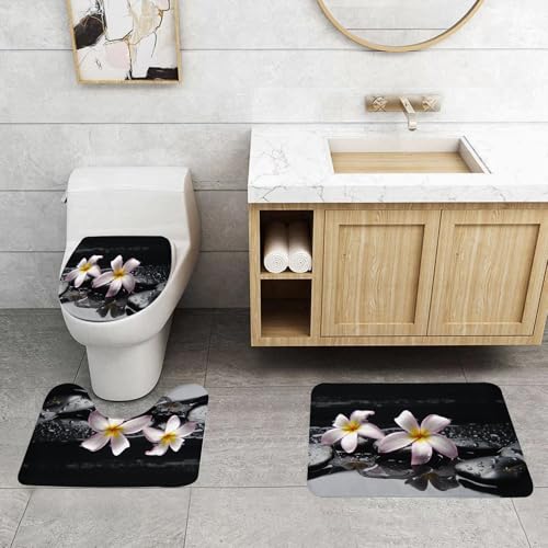 QRFASFZO 3 Stück Badematten und WC Vorleger Microfaser Weiches Badteppich badvorleger rutschfest Waschbar Badezimmerteppich Set,Gelassenheit Fotografie von Federblumen auf nassen Steinen, Felle auf QRFASFZO 3 Stück Badematten und WC Vorleger Microfaser Weiches Badteppich badvorleger rutschfest Waschbar Badezimmerteppich Set,Gelassenheit Fotografie von Federblumen auf nassen Steinen, Felle auf von QRFASFZO