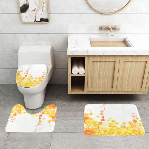 QRFASFZO 3 Stück Badematten und WC Vorleger Microfaser Weiches Badteppich badvorleger rutschfest Waschbar Badezimmerteppich Set,Gelb, Curling Golden Gerbera Blumen Botanischer Druck Efeu Natur Stili QRFASFZO 3 Stück Badematten und WC Vorleger Microfaser Weiches Badteppich badvorleger rutschfest Waschbar Badezimmerteppich Set,Gelb, Curling Golden Gerbera Blumen Botanischer Druck Efeu Natur Stili von QRFASFZO