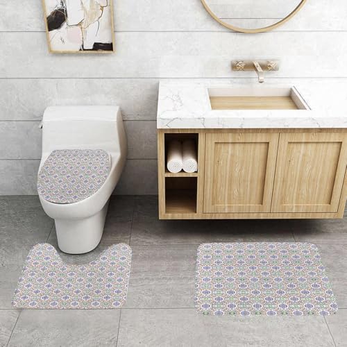QRFASFZO 3 Stück Badematten und WC Vorleger Microfaser Weiches Badteppich badvorleger rutschfest Waschbar Badezimmerteppich Set,Geometrische, portugiesische Fliesen, Florale europäische QRFASFZO 3 Stück Badematten und WC Vorleger Microfaser Weiches Badteppich badvorleger rutschfest Waschbar Badezimmerteppich Set,Geometrische, portugiesische Fliesen, Florale europäische von QRFASFZO