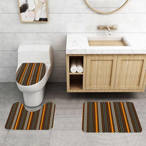 QRFASFZO 3 Stück Badematten und WC Vorleger Microfaser Weiches Badteppich badvorleger rutschfest Waschbar Badezimmerteppich Set,Geometrische Kunst, orange und Schwarze Zickzack- und Punktmuster erze QRFASFZO 3 Stück Badematten und WC Vorleger Microfaser Weiches Badteppich badvorleger rutschfest Waschbar Badezimmerteppich Set,Geometrische Kunst, orange und Schwarze Zickzack- und Punktmuster erze von QRFASFZO