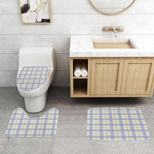 QRFASFZO 3 Stück Badematten und WC Vorleger Microfaser Weiches Badteppich badvorleger rutschfest Waschbar Badezimmerteppich Set,Gitter, lila und beige wiederholendes Gitterdesign, getrennt durch grü QRFASFZO 3 Stück Badematten und WC Vorleger Microfaser Weiches Badteppich badvorleger rutschfest Waschbar Badezimmerteppich Set,Gitter, lila und beige wiederholendes Gitterdesign, getrennt durch grü von QRFASFZO