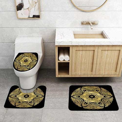 QRFASFZO 3 Stück Badematten und WC Vorleger Microfaser Weiches Badteppich badvorleger rutschfest Waschbar Badezimmerteppich Set,Gold, metallisch, Blumen-, Stern, arabeske, Design, Element., freigest QRFASFZO 3 Stück Badematten und WC Vorleger Microfaser Weiches Badteppich badvorleger rutschfest Waschbar Badezimmerteppich Set,Gold, metallisch, Blumen-, Stern, arabeske, Design, Element., freigest von QRFASFZO