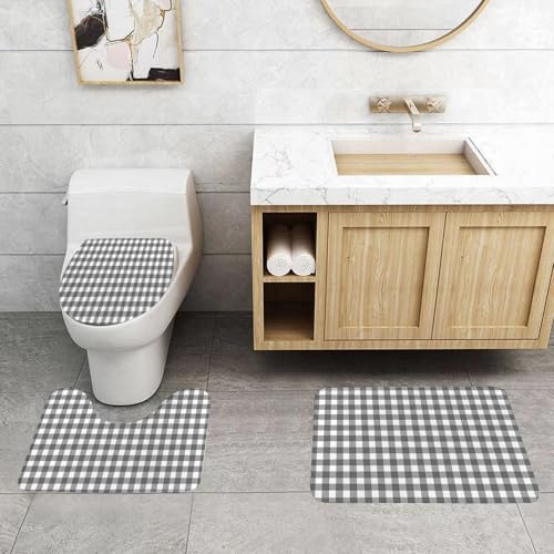 QRFASFZO 3 Stück Badematten und WC Vorleger Microfaser Weiches Badteppich badvorleger rutschfest Waschbar Badezimmerteppich Set,Grau-schwarz-weiß Karierter Hintergrund. Karierte Textur. Klassisches QRFASFZO 3 Stück Badematten und WC Vorleger Microfaser Weiches Badteppich badvorleger rutschfest Waschbar Badezimmerteppich Set,Grau-schwarz-weiß Karierter Hintergrund. Karierte Textur. Klassisches von QRFASFZO