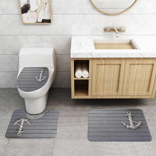 QRFASFZO 3 Stück Badematten und WC Vorleger Microfaser Weiches Badteppich badvorleger rutschfest Waschbar Badezimmerteppich Set,Grauer, alternder Anker, der mit einem Seil umwickelt ist, verleiht de QRFASFZO 3 Stück Badematten und WC Vorleger Microfaser Weiches Badteppich badvorleger rutschfest Waschbar Badezimmerteppich Set,Grauer, alternder Anker, der mit einem Seil umwickelt ist, verleiht de von QRFASFZO