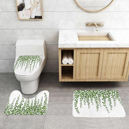QRFASFZO 3 Stück Badematten und WC Vorleger Microfaser Weiches Badteppich badvorleger rutschfest Waschbar Badezimmerteppich Set,Grüner Efeu. Kletterpflanze an der Wand, die von Oben hängt. Gartendek QRFASFZO 3 Stück Badematten und WC Vorleger Microfaser Weiches Badteppich badvorleger rutschfest Waschbar Badezimmerteppich Set,Grüner Efeu. Kletterpflanze an der Wand, die von Oben hängt. Gartendek von QRFASFZO