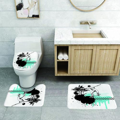 QRFASFZO 3 Stück Badematten und WC Vorleger Microfaser Weiches Badteppich badvorleger rutschfest Waschbar Badezimmerteppich Set,Grunge, Junge Skater Springen Exotische Sport Thema Bunte Skateboard I QRFASFZO 3 Stück Badematten und WC Vorleger Microfaser Weiches Badteppich badvorleger rutschfest Waschbar Badezimmerteppich Set,Grunge, Junge Skater Springen Exotische Sport Thema Bunte Skateboard I von QRFASFZO