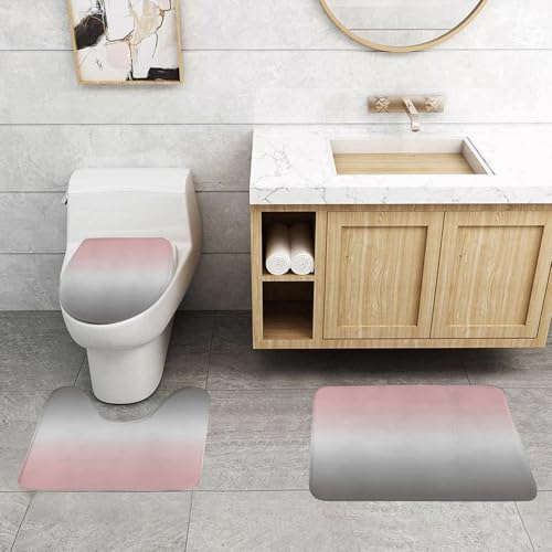 QRFASFZO 3 Stück Badematten und WC Vorleger Microfaser Weiches Badteppich badvorleger rutschfest Waschbar Badezimmerteppich Set,Grunge Aquarell Hintergrund und Tapeten von QRFASFZO