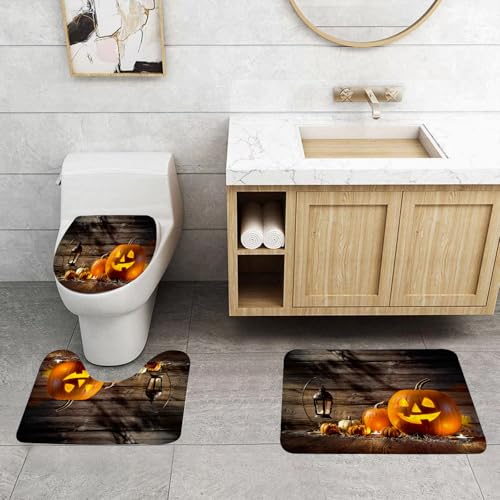 QRFASFZO 3 Stück Badematten und WC Vorleger Microfaser Weiches Badteppich badvorleger rutschfest Waschbar Badezimmerteppich Set,Halloween grnder Ausdruck Kürbis Land Squash Stapel auf Holz QRFASFZO 3 Stück Badematten und WC Vorleger Microfaser Weiches Badteppich badvorleger rutschfest Waschbar Badezimmerteppich Set,Halloween grnder Ausdruck Kürbis Land Squash Stapel auf Holz von QRFASFZO