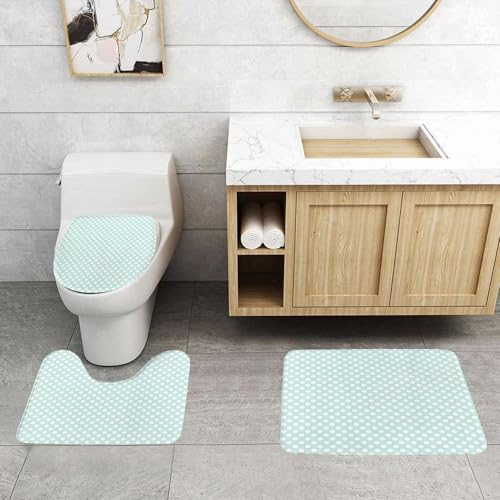 QRFASFZO 3 Stück Badematten und WC Vorleger Microfaser Weiches Badteppich badvorleger rutschfest Waschbar Badezimmerteppich Set,Hellblau, Retro-Stil Polka Dots Soft Spot Baby Farben verblasst Kinder QRFASFZO 3 Stück Badematten und WC Vorleger Microfaser Weiches Badteppich badvorleger rutschfest Waschbar Badezimmerteppich Set,Hellblau, Retro-Stil Polka Dots Soft Spot Baby Farben verblasst Kinder von QRFASFZO