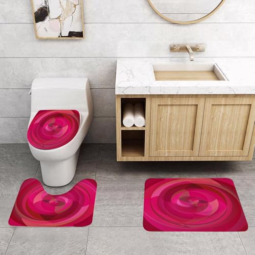QRFASFZO 3 Stück Badematten und WC Vorleger Microfaser Weiches Badteppich badvorleger rutschfest Waschbar Badezimmerteppich Set,Hot Pink, Abstrakter Wirbel mit Wirbeln und Formenmuster in leuchtende QRFASFZO 3 Stück Badematten und WC Vorleger Microfaser Weiches Badteppich badvorleger rutschfest Waschbar Badezimmerteppich Set,Hot Pink, Abstrakter Wirbel mit Wirbeln und Formenmuster in leuchtende von QRFASFZO
