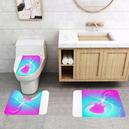 QRFASFZO 3 Stück Badematten und WC Vorleger Microfaser Weiches Badteppich badvorleger rutschfest Waschbar Badezimmerteppich Set,Hot Pink, Hot Pink Gitarre auf Leuchtend farbigem Hintergrund Musik Th QRFASFZO 3 Stück Badematten und WC Vorleger Microfaser Weiches Badteppich badvorleger rutschfest Waschbar Badezimmerteppich Set,Hot Pink, Hot Pink Gitarre auf Leuchtend farbigem Hintergrund Musik Th von QRFASFZO