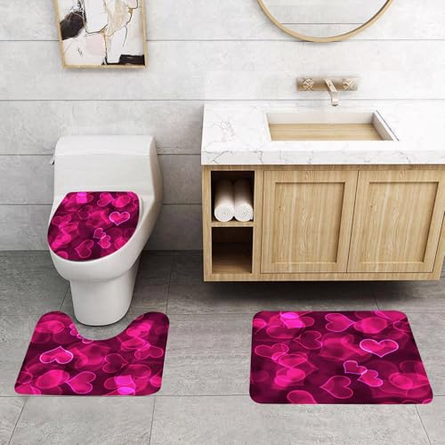 QRFASFZO 3 Stück Badematten und WC Vorleger Microfaser Weiches Badteppich badvorleger rutschfest Waschbar Badezimmerteppich Set,Hot Pink, süße süße Herzformen QRFASFZO 3 Stück Badematten und WC Vorleger Microfaser Weiches Badteppich badvorleger rutschfest Waschbar Badezimmerteppich Set,Hot Pink, süße süße Herzformen von QRFASFZO
