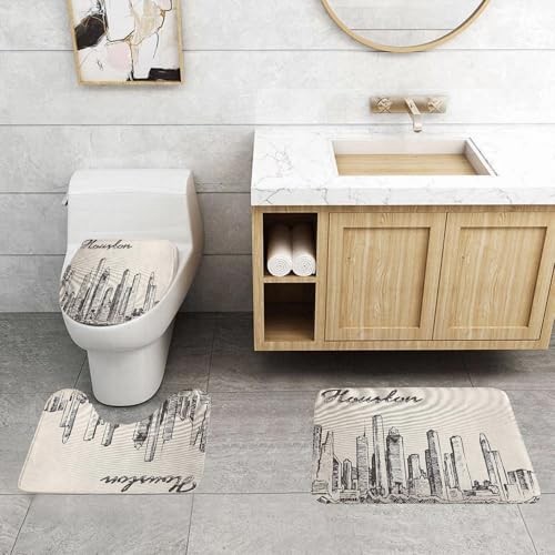 QRFASFZO 3 Stück Badematten und WC Vorleger Microfaser Weiches Badteppich badvorleger rutschfest Waschbar Badezimmerteppich Set,Houston Skyline Großstadt Architektur Gravur Vektor Illustration handg QRFASFZO 3 Stück Badematten und WC Vorleger Microfaser Weiches Badteppich badvorleger rutschfest Waschbar Badezimmerteppich Set,Houston Skyline Großstadt Architektur Gravur Vektor Illustration handg von QRFASFZO