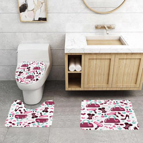 QRFASFZO 3 Stück Badematten und WC Vorleger Microfaser Weiches Badteppich badvorleger rutschfest Waschbar Badezimmerteppich Set,Illustration des Mädchenmode-Schönheitsthemas QRFASFZO 3 Stück Badematten und WC Vorleger Microfaser Weiches Badteppich badvorleger rutschfest Waschbar Badezimmerteppich Set,Illustration des Mädchenmode-Schönheitsthemas von QRFASFZO