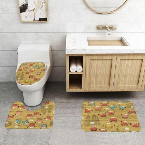 QRFASFZO 3 Stück Badematten und WC Vorleger Microfaser Weiches Badteppich badvorleger rutschfest Waschbar Badezimmerteppich Set,Illustration endloser Hintergrund mit Krabben. Vektorhintergrund QRFASFZO 3 Stück Badematten und WC Vorleger Microfaser Weiches Badteppich badvorleger rutschfest Waschbar Badezimmerteppich Set,Illustration endloser Hintergrund mit Krabben. Vektorhintergrund von QRFASFZO