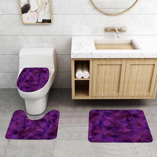QRFASFZO 3 Stück Badematten und WC Vorleger Microfaser Weiches Badteppich badvorleger rutschfest Waschbar Badezimmerteppich Set,Indigo, von zerbrochenem Glas inspirierte geometrische Dreiecke, abstr QRFASFZO 3 Stück Badematten und WC Vorleger Microfaser Weiches Badteppich badvorleger rutschfest Waschbar Badezimmerteppich Set,Indigo, von zerbrochenem Glas inspirierte geometrische Dreiecke, abstr von QRFASFZO