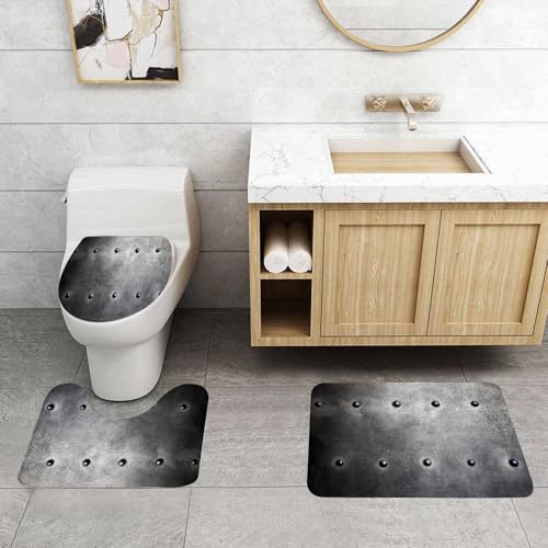 QRFASFZO 3 Stück Badematten und WC Vorleger Microfaser Weiches Badteppich badvorleger rutschfest Waschbar Badezimmerteppich Set,Industrial, Grunge Plate Armor Digitaldruck mit Industriemotivdruck, m QRFASFZO 3 Stück Badematten und WC Vorleger Microfaser Weiches Badteppich badvorleger rutschfest Waschbar Badezimmerteppich Set,Industrial, Grunge Plate Armor Digitaldruck mit Industriemotivdruck, m von QRFASFZO