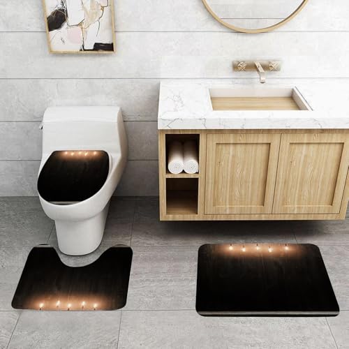 QRFASFZO 3 Stück Badematten und WC Vorleger Microfaser Weiches Badteppich badvorleger rutschfest Waschbar Badezimmerteppich Set,Industrielle, Klassische Edison-Innovation in dunklem Holz QRFASFZO 3 Stück Badematten und WC Vorleger Microfaser Weiches Badteppich badvorleger rutschfest Waschbar Badezimmerteppich Set,Industrielle, Klassische Edison-Innovation in dunklem Holz von QRFASFZO