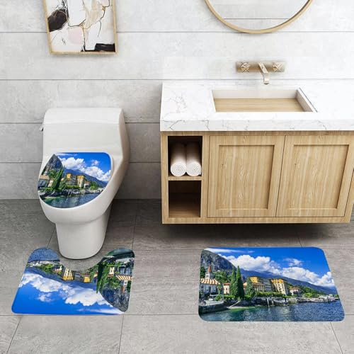 QRFASFZO 3 Stück Badematten und WC Vorleger Microfaser Weiches Badteppich badvorleger rutschfest Waschbar Badezimmerteppich Set,Italien, die Panoramalandschaft des Comer Sees QRFASFZO 3 Stück Badematten und WC Vorleger Microfaser Weiches Badteppich badvorleger rutschfest Waschbar Badezimmerteppich Set,Italien, die Panoramalandschaft des Comer Sees von QRFASFZO