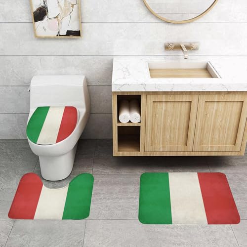 QRFASFZO 3 Stück Badematten und WC Vorleger Microfaser Weiches Badteppich badvorleger rutschfest Waschbar Badezimmerteppich Set,Italienische Flagge, das Grün, Weiß und Rot der italienischen Flagge p QRFASFZO 3 Stück Badematten und WC Vorleger Microfaser Weiches Badteppich badvorleger rutschfest Waschbar Badezimmerteppich Set,Italienische Flagge, das Grün, Weiß und Rot der italienischen Flagge p von QRFASFZO
