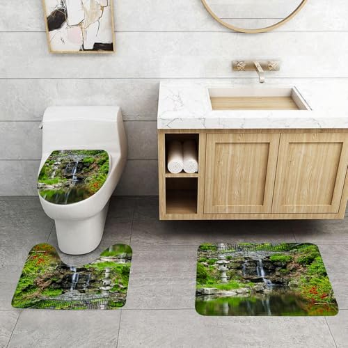 QRFASFZO 3 Stück Badematten und WC Vorleger Microfaser Weiches Badteppich badvorleger rutschfest Waschbar Badezimmerteppich Set,Japanische Sammlung, Wasserfall und Teich unter der Brücke Riflessi di QRFASFZO 3 Stück Badematten und WC Vorleger Microfaser Weiches Badteppich badvorleger rutschfest Waschbar Badezimmerteppich Set,Japanische Sammlung, Wasserfall und Teich unter der Brücke Riflessi di von QRFASFZO