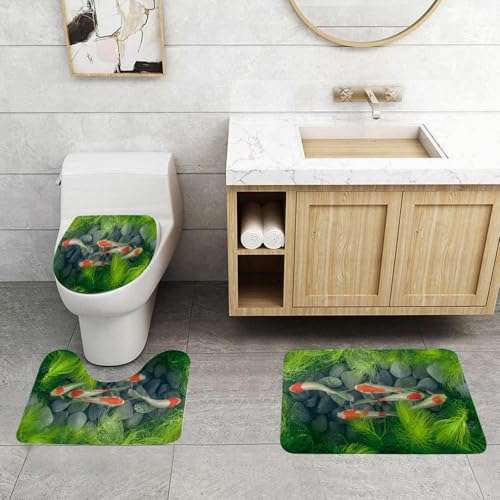 QRFASFZO 3 Stück Badematten und WC Vorleger Microfaser Weiches Badteppich badvorleger rutschfest Waschbar Badezimmerteppich Set,Karpfen Koi Fisch Teich Unkraut Stein Wasser Oriental QRFASFZO 3 Stück Badematten und WC Vorleger Microfaser Weiches Badteppich badvorleger rutschfest Waschbar Badezimmerteppich Set,Karpfen Koi Fisch Teich Unkraut Stein Wasser Oriental von QRFASFZO