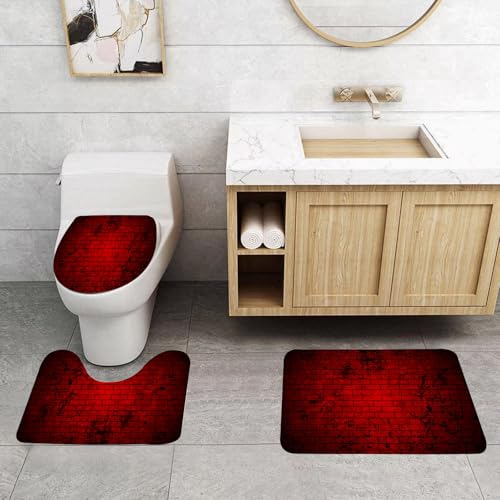 QRFASFZO 3 Stück Badematten und WC Vorleger Microfaser Weiches Badteppich badvorleger rutschfest Waschbar Badezimmerteppich Set,Kastanienbraun, Dunkel und Grunge Ziegel Wand gebeizt Display lebendig QRFASFZO 3 Stück Badematten und WC Vorleger Microfaser Weiches Badteppich badvorleger rutschfest Waschbar Badezimmerteppich Set,Kastanienbraun, Dunkel und Grunge Ziegel Wand gebeizt Display lebendig von QRFASFZO