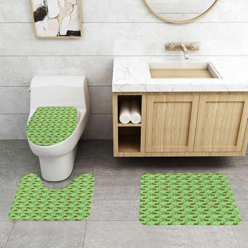 QRFASFZO 3 Stück Badematten und WC Vorleger Microfaser Weiches Badteppich badvorleger rutschfest Waschbar Badezimmerteppich Set,Kinderzimmer, Muster mit lustigen Cartoon-Schildkröten auf grüner Früh QRFASFZO 3 Stück Badematten und WC Vorleger Microfaser Weiches Badteppich badvorleger rutschfest Waschbar Badezimmerteppich Set,Kinderzimmer, Muster mit lustigen Cartoon-Schildkröten auf grüner Früh von QRFASFZO