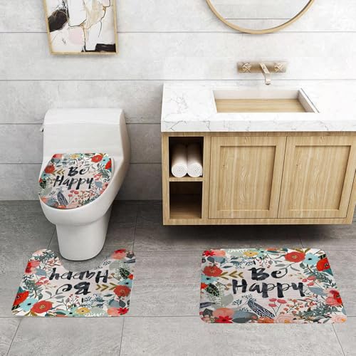 QRFASFZO 3 Stück Badematten und WC Vorleger Microfaser Weiches Badteppich badvorleger rutschfest Waschbar Badezimmerteppich Set,Kranzillustration aus Blumen und Kräutern. Frühlingselemente. Blumenkr QRFASFZO 3 Stück Badematten und WC Vorleger Microfaser Weiches Badteppich badvorleger rutschfest Waschbar Badezimmerteppich Set,Kranzillustration aus Blumen und Kräutern. Frühlingselemente. Blumenkr von QRFASFZO
