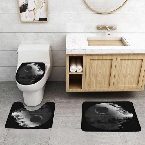 QRFASFZO 3 Stück Badematten und WC Vorleger Microfaser Weiches Badteppich badvorleger rutschfest Waschbar Badezimmerteppich Set,Krieg Todesstern Schwarz Grau QRFASFZO 3 Stück Badematten und WC Vorleger Microfaser Weiches Badteppich badvorleger rutschfest Waschbar Badezimmerteppich Set,Krieg Todesstern Schwarz Grau von QRFASFZO