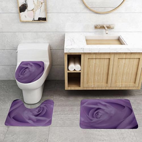 QRFASFZO 3 Stück Badematten und WC Vorleger Microfaser Weiches Badteppich badvorleger rutschfest Waschbar Badezimmerteppich Set,Künstlerische Blumen, Violette Rosen, komplexe Falten erzeugen Charman QRFASFZO 3 Stück Badematten und WC Vorleger Microfaser Weiches Badteppich badvorleger rutschfest Waschbar Badezimmerteppich Set,Künstlerische Blumen, Violette Rosen, komplexe Falten erzeugen Charman von QRFASFZO
