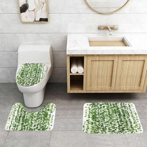 QRFASFZO 3 Stück Badematten und WC Vorleger Microfaser Weiches Badteppich badvorleger rutschfest Waschbar Badezimmerteppich Set,Künstliche Efeu-Girlande, künstliche Pflanzen, grün, für Hochzeit, Par QRFASFZO 3 Stück Badematten und WC Vorleger Microfaser Weiches Badteppich badvorleger rutschfest Waschbar Badezimmerteppich Set,Künstliche Efeu-Girlande, künstliche Pflanzen, grün, für Hochzeit, Par von QRFASFZO
