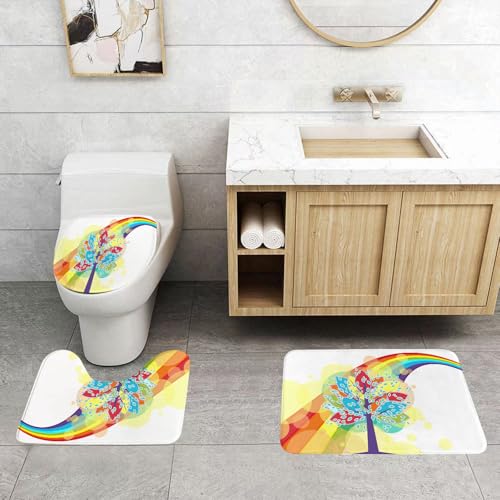 QRFASFZO 3 Stück Badematten und WC Vorleger Microfaser Weiches Badteppich badvorleger rutschfest Waschbar Badezimmerteppich Set,Kunst, EIN wunderlicher bunter dorniger Baum vor dem Hintergrund eines QRFASFZO 3 Stück Badematten und WC Vorleger Microfaser Weiches Badteppich badvorleger rutschfest Waschbar Badezimmerteppich Set,Kunst, EIN wunderlicher bunter dorniger Baum vor dem Hintergrund eines von QRFASFZO