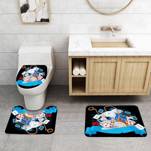 QRFASFZO 3 Stück Badematten und WC Vorleger Microfaser Weiches Badteppich badvorleger rutschfest Waschbar Badezimmerteppich Set,Kunst, Kaninchen in geheimnisvoller Umgebung, Uhren und Spielkarten, u QRFASFZO 3 Stück Badematten und WC Vorleger Microfaser Weiches Badteppich badvorleger rutschfest Waschbar Badezimmerteppich Set,Kunst, Kaninchen in geheimnisvoller Umgebung, Uhren und Spielkarten, u von QRFASFZO