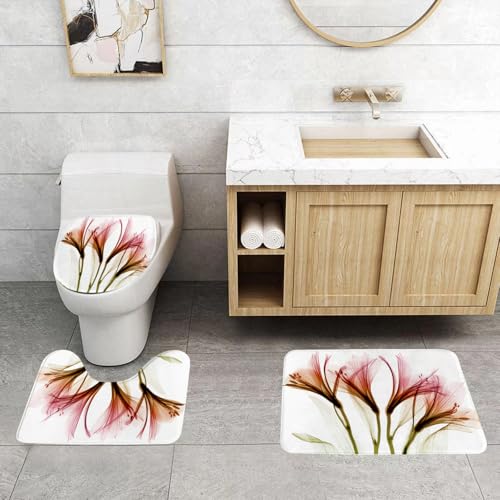QRFASFZO 3 Stück Badematten und WC Vorleger Microfaser Weiches Badteppich badvorleger rutschfest Waschbar Badezimmerteppich Set,Kunst, Schöne rot-orangefarbene Blumenillustration QRFASFZO 3 Stück Badematten und WC Vorleger Microfaser Weiches Badteppich badvorleger rutschfest Waschbar Badezimmerteppich Set,Kunst, Schöne rot-orangefarbene Blumenillustration von QRFASFZO