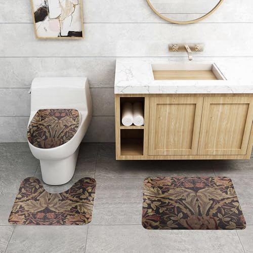 QRFASFZO 3 Stück Badematten und WC Vorleger Microfaser Weiches Badteppich badvorleger rutschfest Waschbar Badezimmerteppich Set,Kunst, botanische Retro-Muster, Blätter und Blumen im edlen Retro-Desi QRFASFZO 3 Stück Badematten und WC Vorleger Microfaser Weiches Badteppich badvorleger rutschfest Waschbar Badezimmerteppich Set,Kunst, botanische Retro-Muster, Blätter und Blumen im edlen Retro-Desi von QRFASFZO