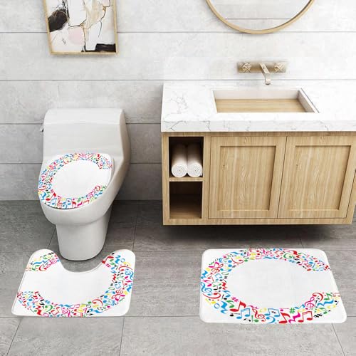 QRFASFZO 3 Stück Badematten und WC Vorleger Microfaser Weiches Badteppich badvorleger rutschfest Waschbar Badezimmerteppich Set,Kunstbuchstaben-Design, Buchstabe C aus bunten Schmetterlingen, in EIN von QRFASFZO