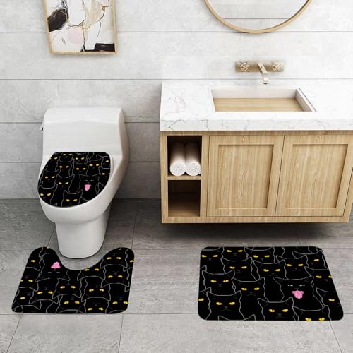 QRFASFZO 3 Stück Badematten und WC Vorleger Microfaser Weiches Badteppich badvorleger rutschfest Waschbar Badezimmerteppich Set,Kunstdekoration, viele Schwarze Katzenaugen leuchten nahtloses Muster QRFASFZO 3 Stück Badematten und WC Vorleger Microfaser Weiches Badteppich badvorleger rutschfest Waschbar Badezimmerteppich Set,Kunstdekoration, viele Schwarze Katzenaugen leuchten nahtloses Muster von QRFASFZO